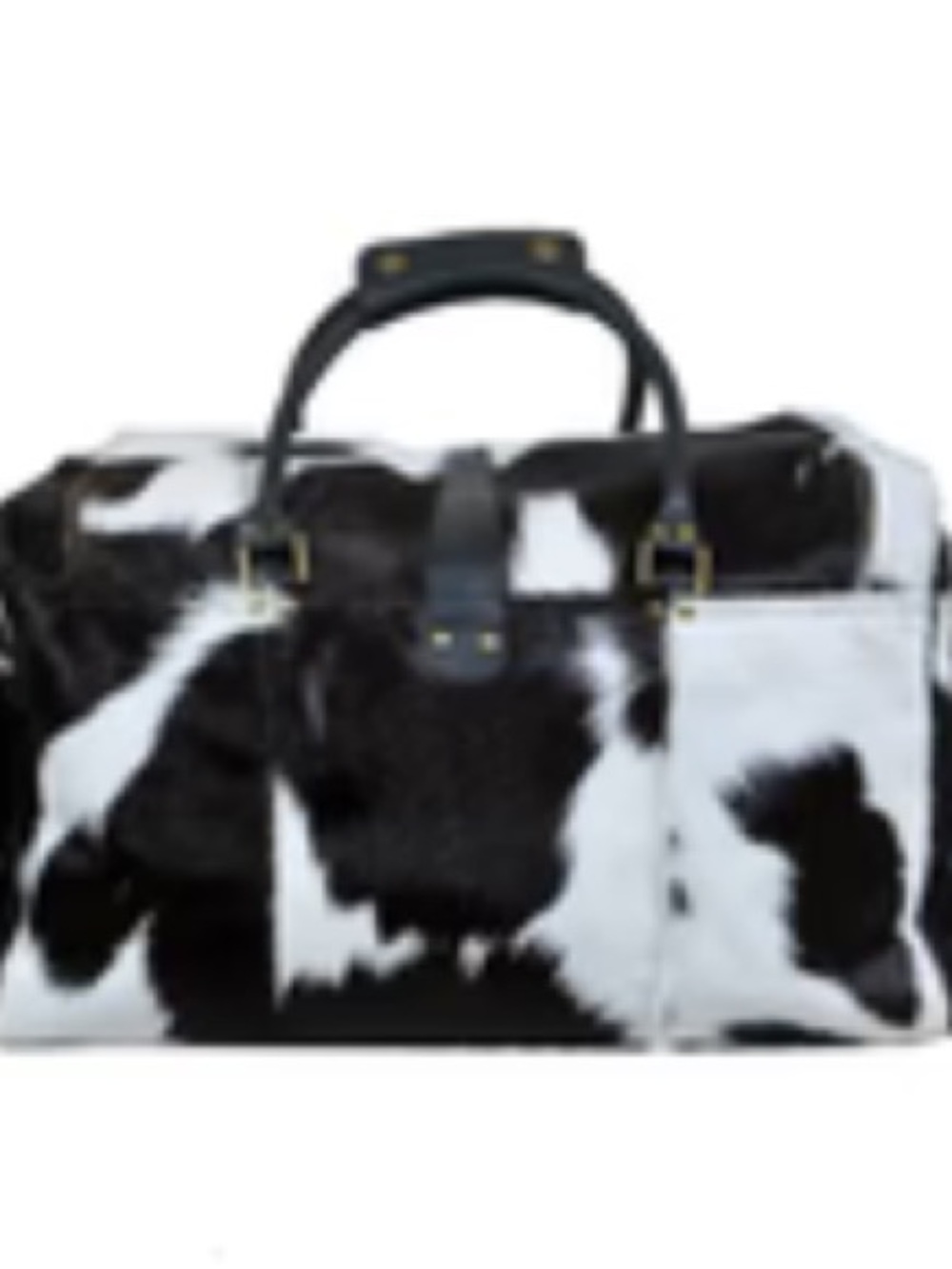 Black and White Cowhide Weekender Duffle Bag - Men